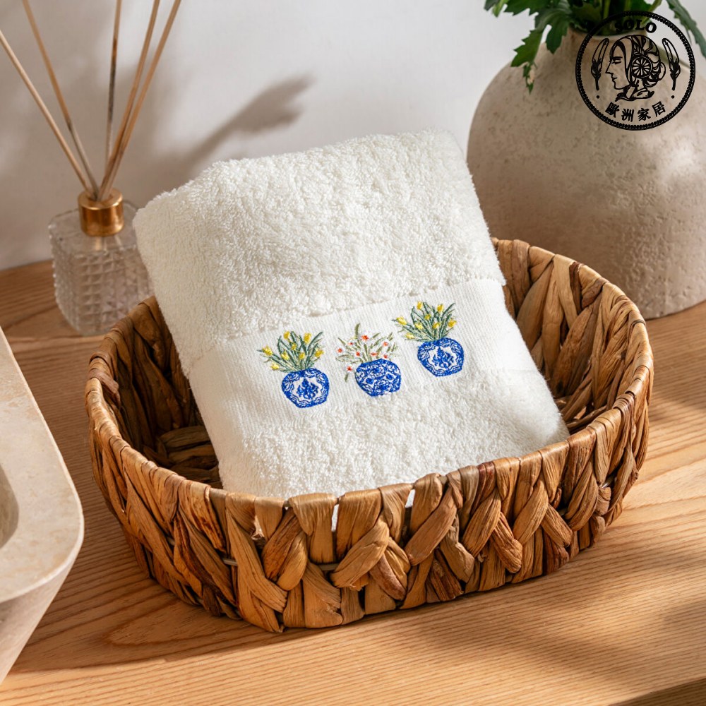 【SOLO歐洲家居】LCW Home 50x80cm 青花雅植刺繡純棉毛巾 100%純棉 超吸水, , large