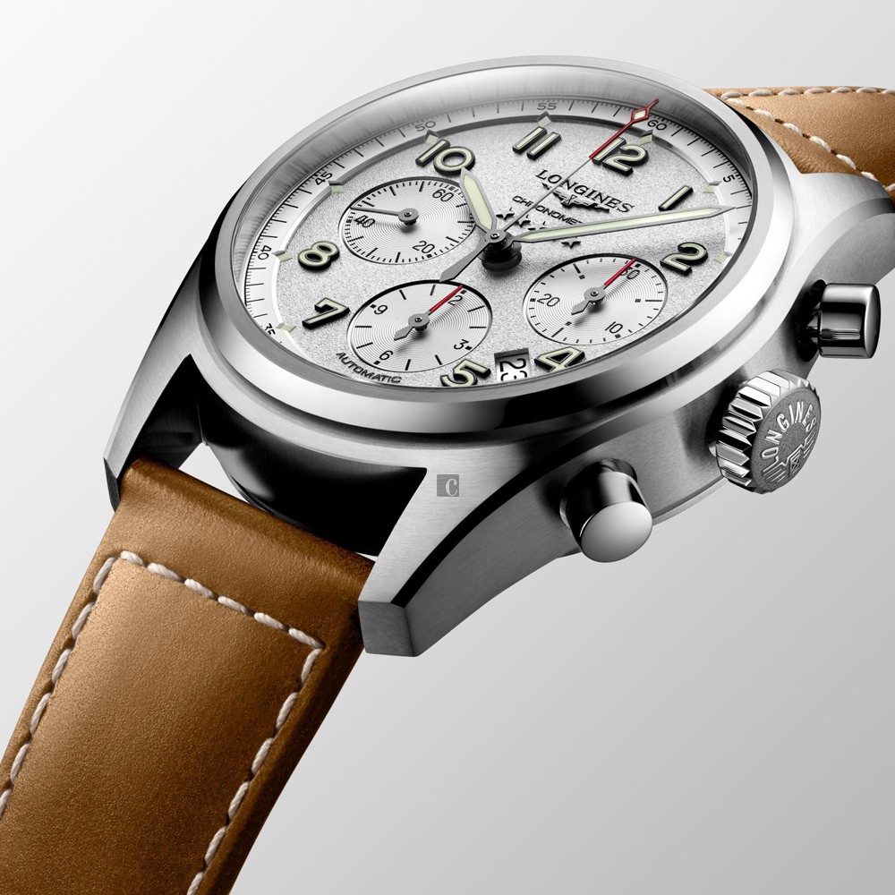 LONGINES浪琴 Spirit 先行者系列飛行員計時機械錶-銀X咖啡/42mm L38204732, , large