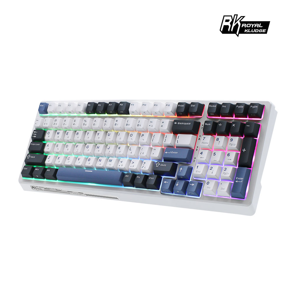 [樂維科技]RKG98機械鍵盤 藍牙三模PBT鍵帽 100鍵K黃軸 RGB 藍色潮汐｜注音, , large