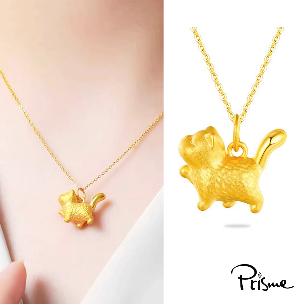【Prisme Gold】黃金項鍊 貓咪 鍊墜項鍊 (金重：約0.08錢±0.03), , large