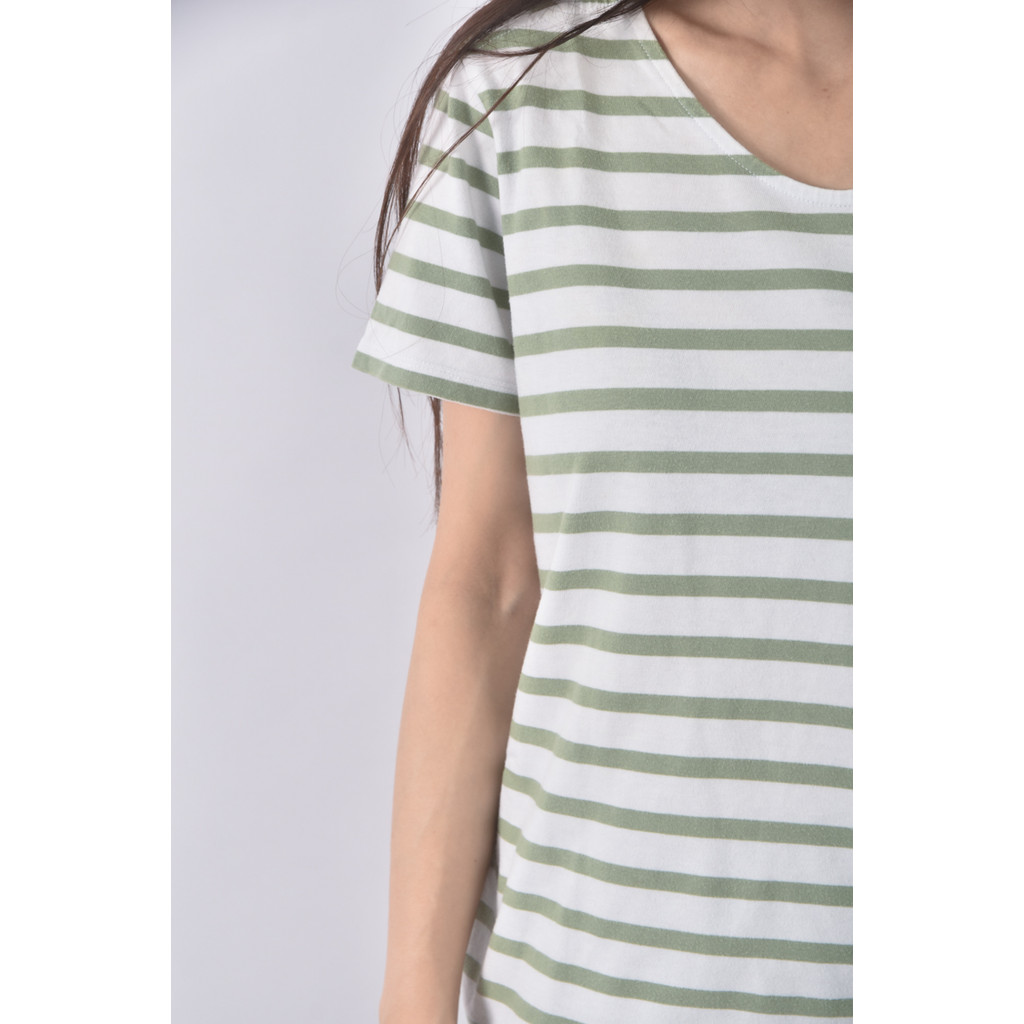 (S) lativ條紋綠色短袖上衣二手衣, , large