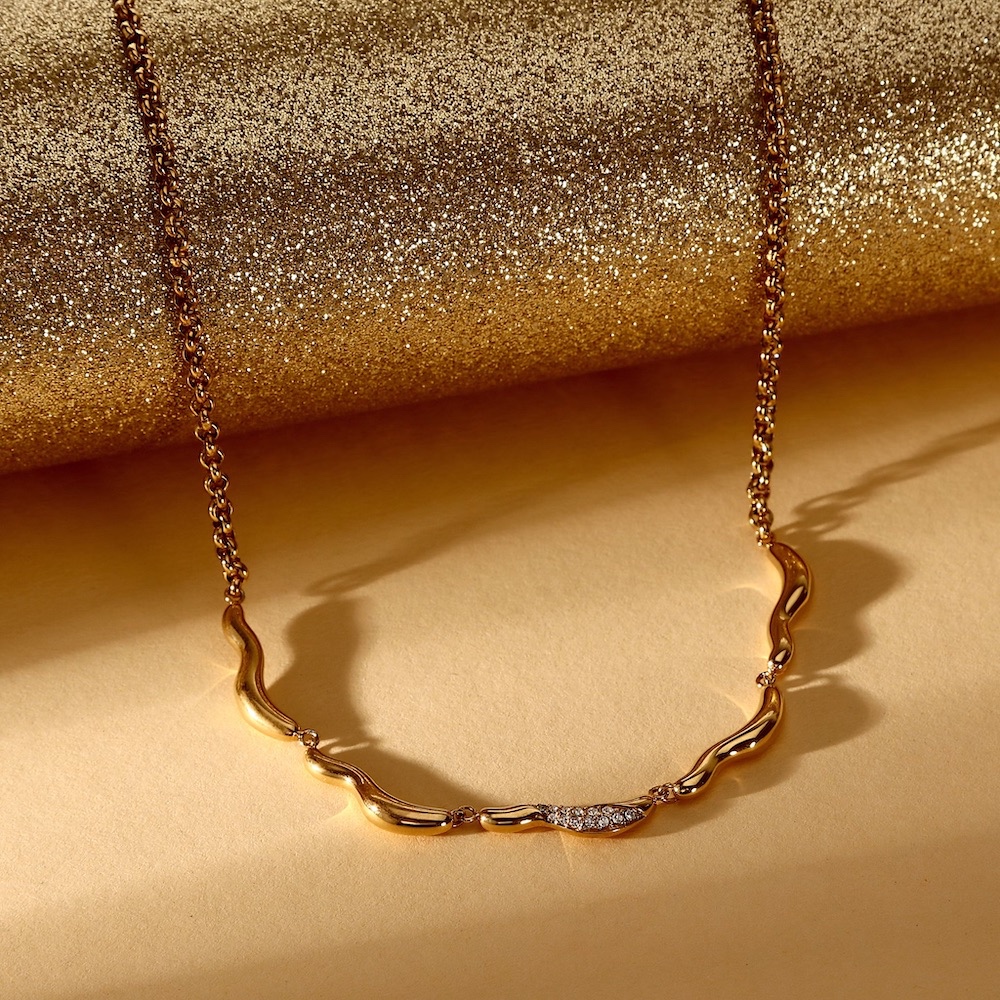 【MORELLATO】Design 不鏽鋼波潤項鍊-金色 SAYP01, , large