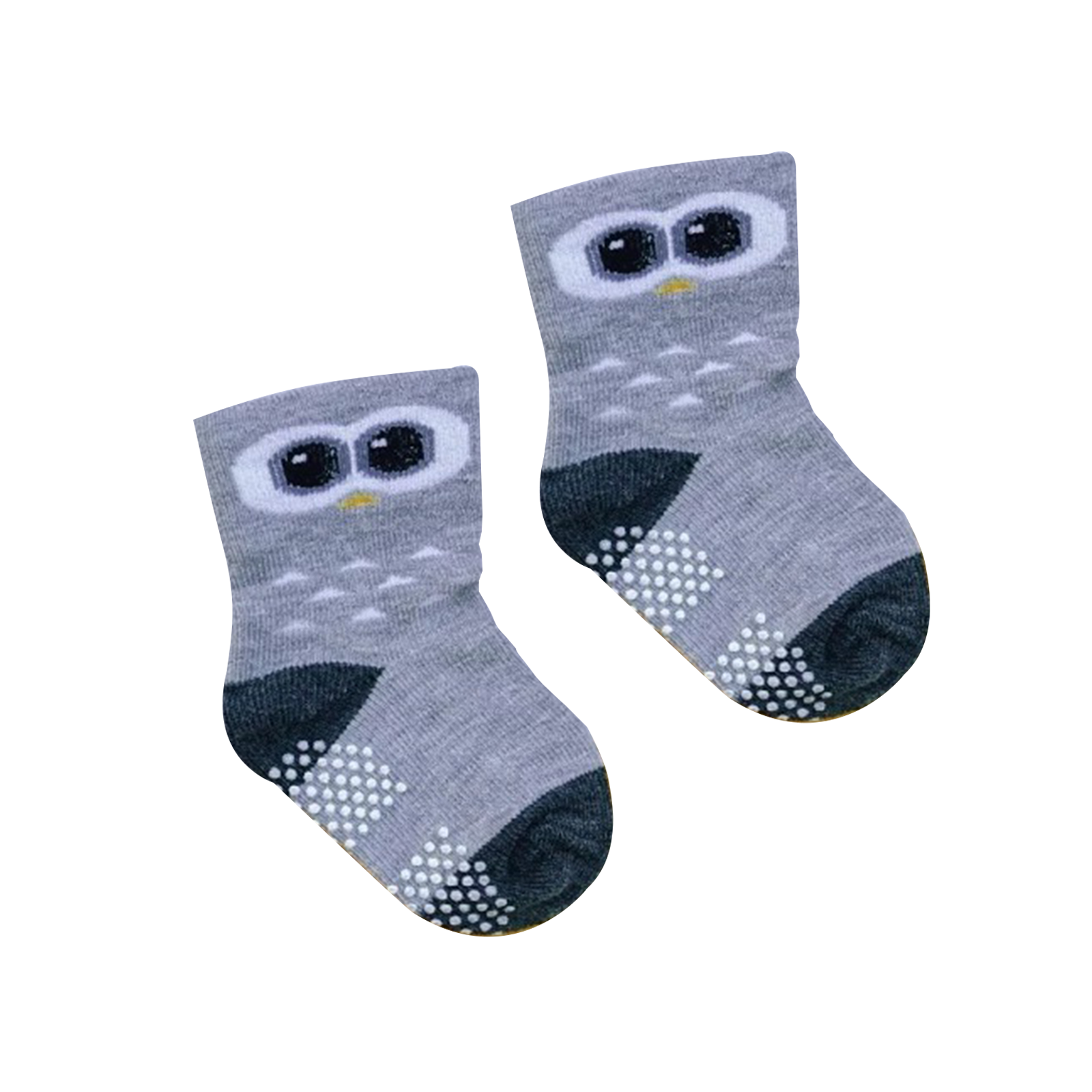 [Kaimei Cotton] MIT Taiwan-made pure cotton non-slip wide-mouth children's socks (baby version 0-2 years old) - big-eyed owl style - 8 pairs, , large