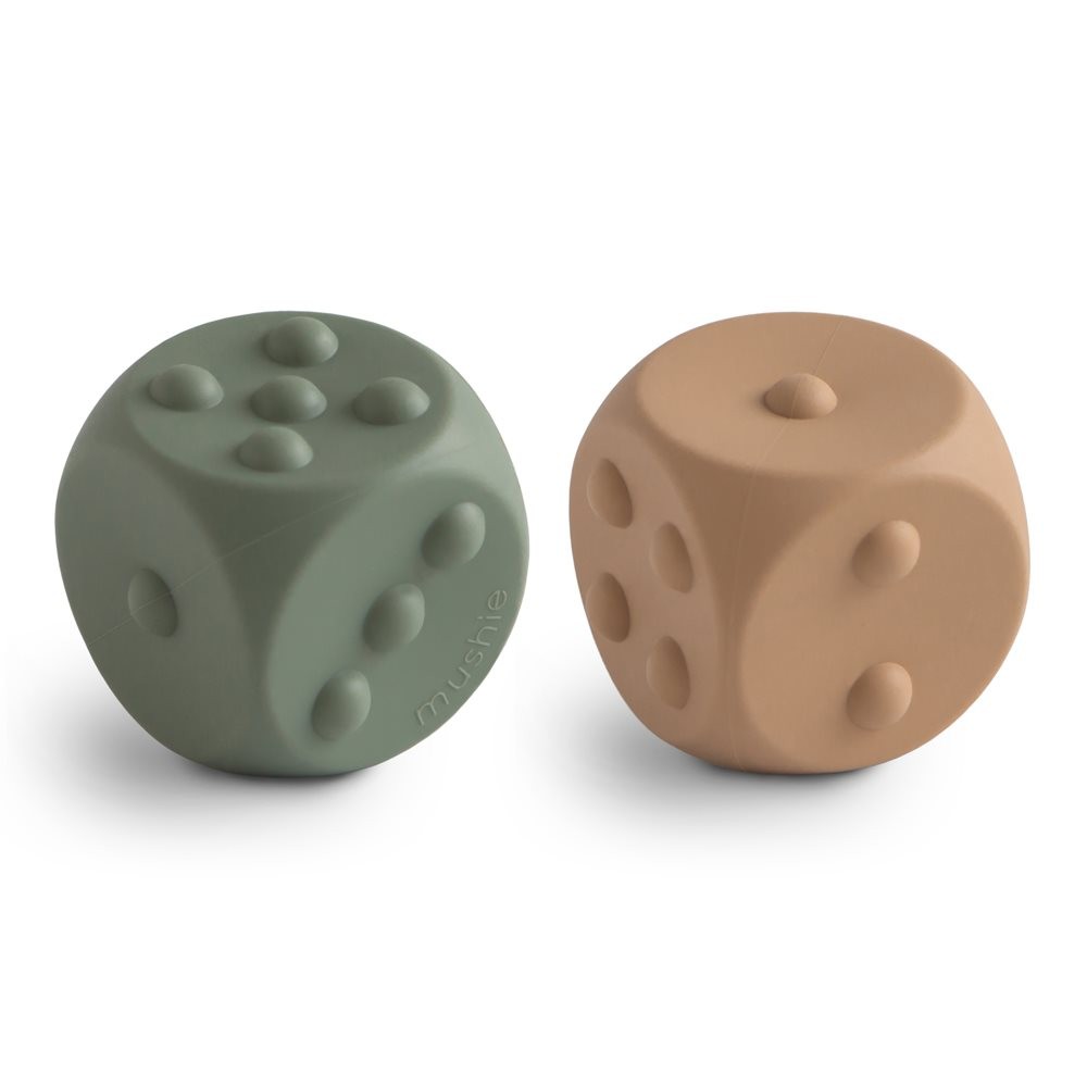 Mushie Dice Press Toy 2-pack - Dried Thyme/Natural, , large