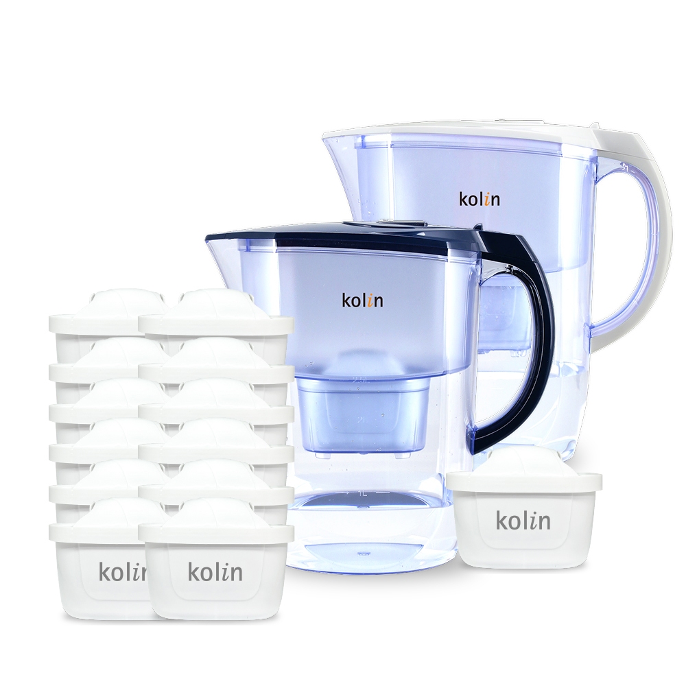 Kolin 歌林 3.8L濾水壺(內含四重濾芯*1)+四重濾芯12入(共1壺13芯/適用Brita), , large