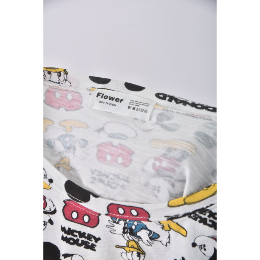 (M) flower米老鼠白色短袖上衣二手衣, , large