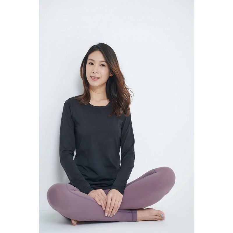 YOGA FLOW Ula Tshirt - 長袖圓領罩衫 - 木炭黑 Carbon, , large