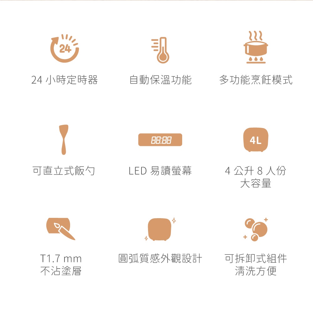 AIWA 愛華 4L 八人份微電腦多功能電子鍋 RC-8, , large