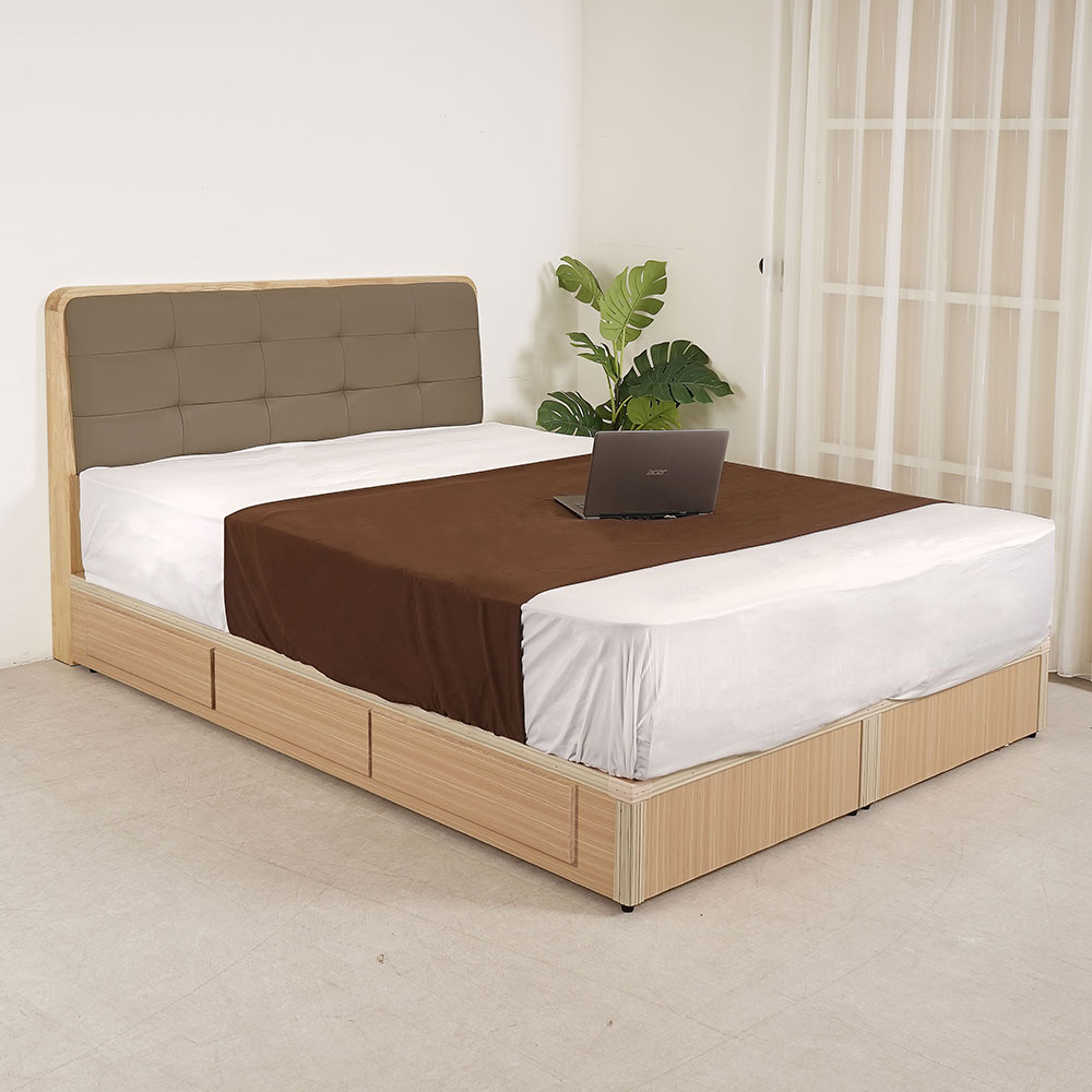 【Homelike】 喜家居雙人5尺六抽屜床組-原木色(2531), , large