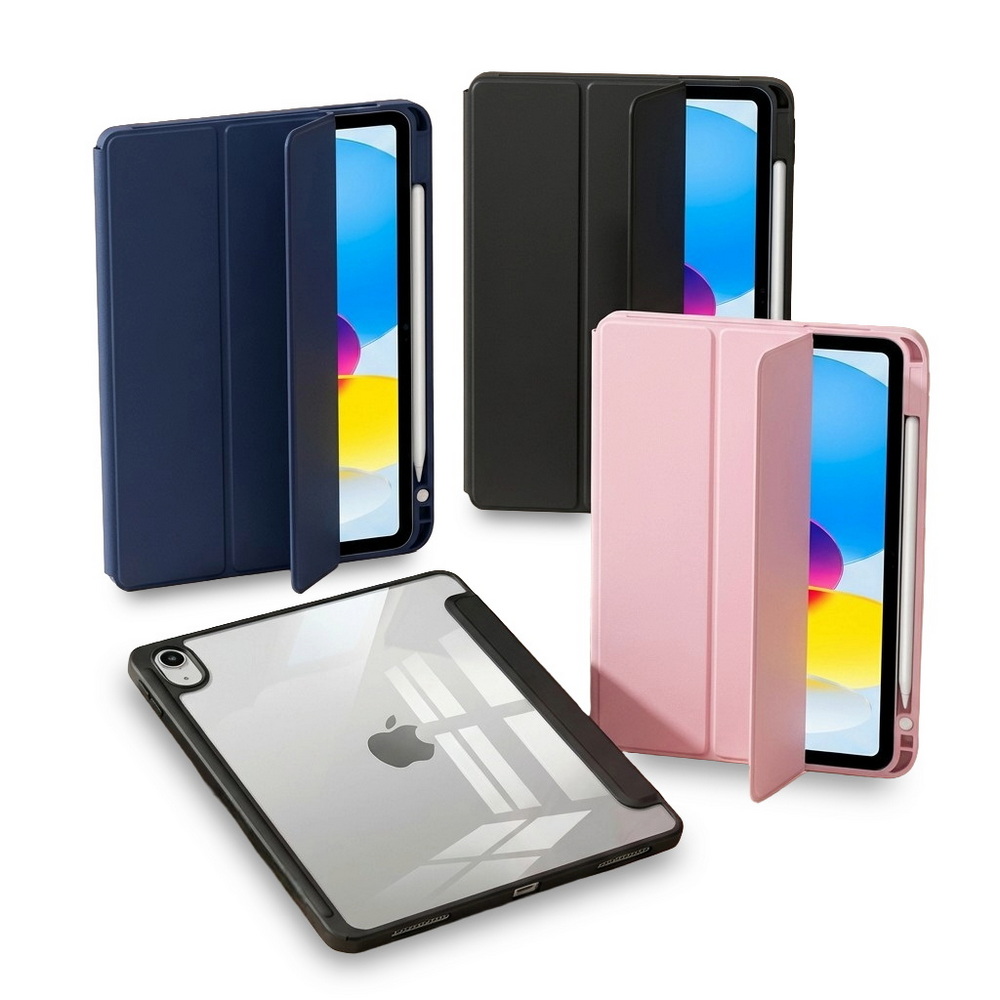 [SQ164 Tri-Fold Bright Clear Back Panel] Apple iPad A16 (11th Gen) 11-inch Tablet Case (Compatible with iPad 10th Gen 10.9-inch) (Built-in Pencil Holder), , large