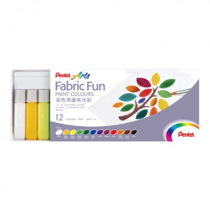 【 Pentel 飛龍 】染色用繪布水彩 12色 /盒 FFPC1-12, , large