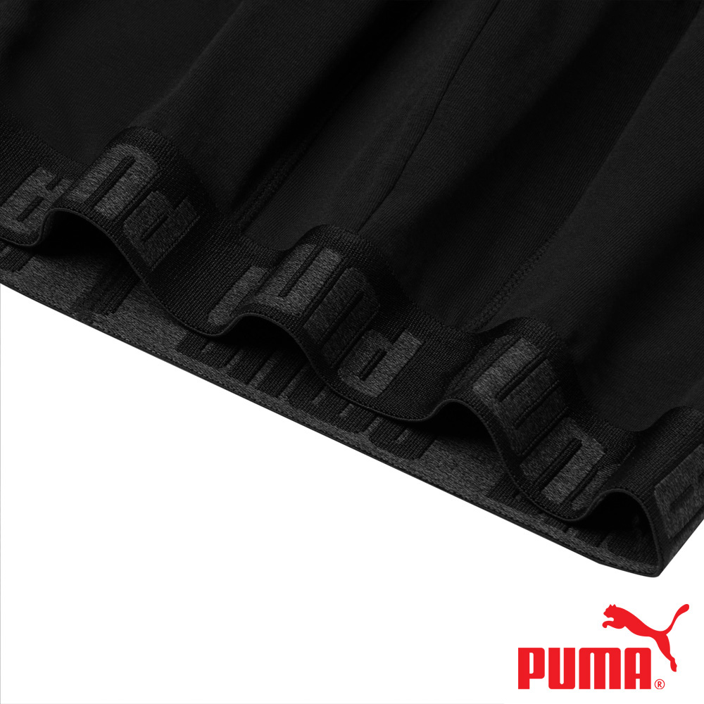 PUMA 平口內褲 1件組 彪馬 跳豹 男內褲 平角內褲 修身 防捲邊 貼合 耐穿 柔軟 棉質 排汗 透氣 抗菌 黑 灰, 黑,XL, large
