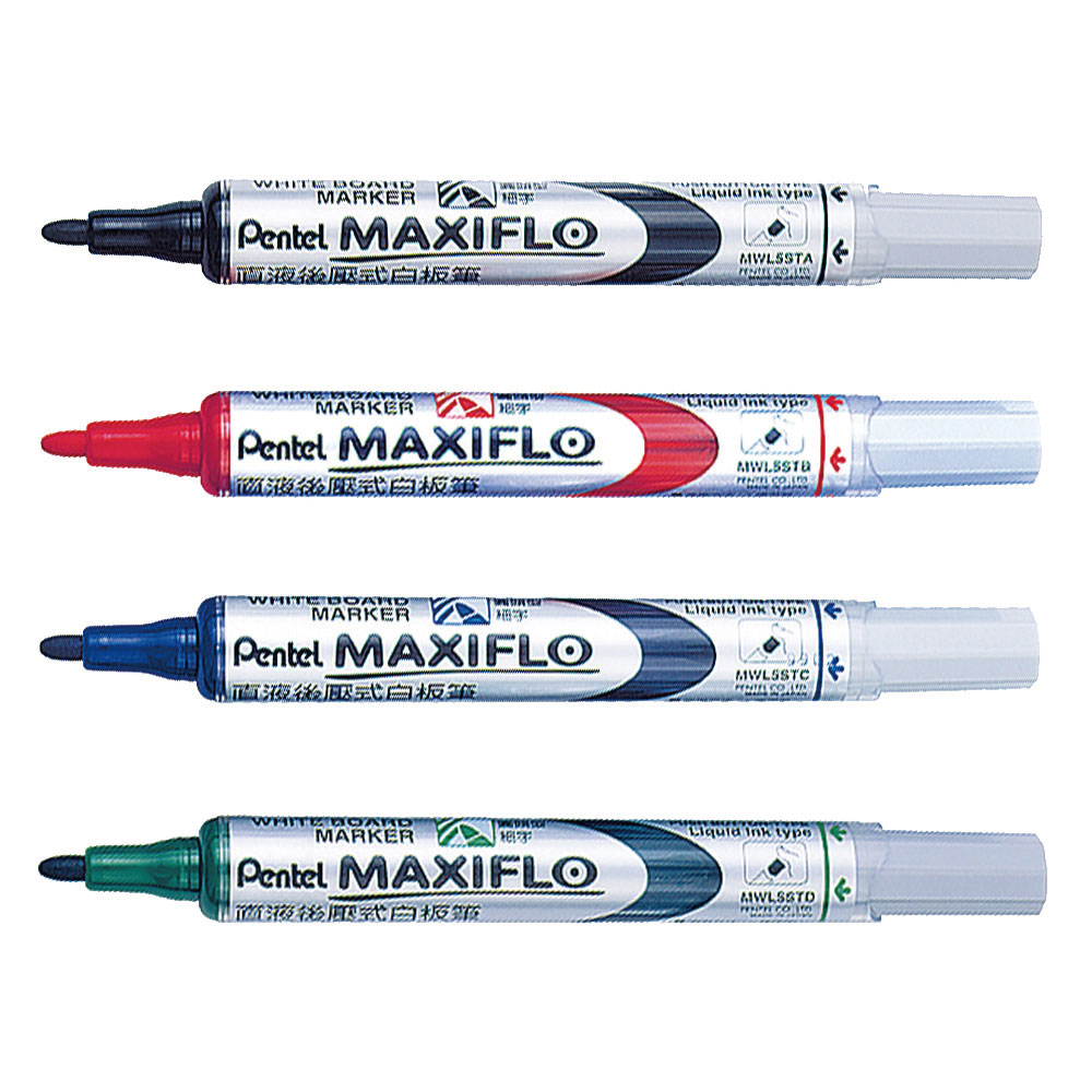 【Pentel 飛龍】後壓式白板筆 細字圓頭 1.5mm 36支/件 MWL5S - 黑, , large