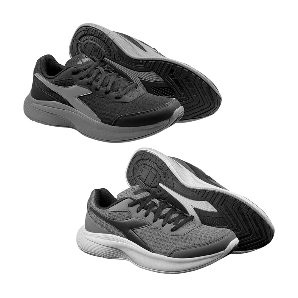 DIADORA迪亞多那 義大利進口 輕量運動慢跑鞋 男運動鞋 男鞋 EASY RUN 透氣 避震 耐磨 防滑 黑灰 灰白, , large