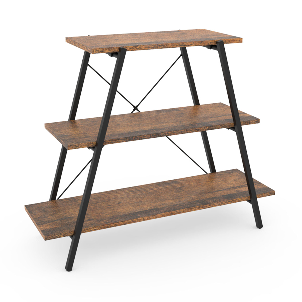 [拜爾家居]職人工藝 三層置物架 MIT台灣製造  天字架 天字桌 八字桌層板架 收納架 層架 塔型三層架, 仿舊木, large