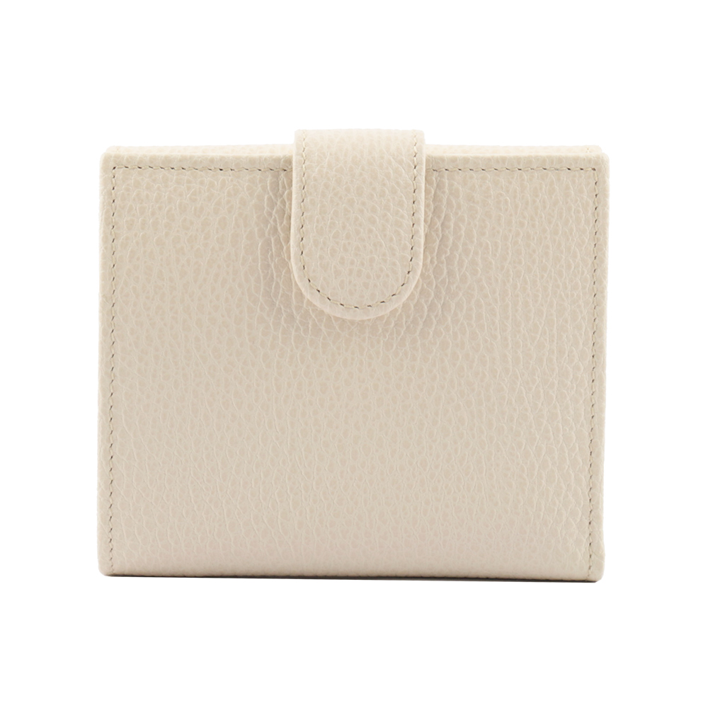 GUCCI 金屬雙G Logo牛皮暗釦短夾/白色, , large