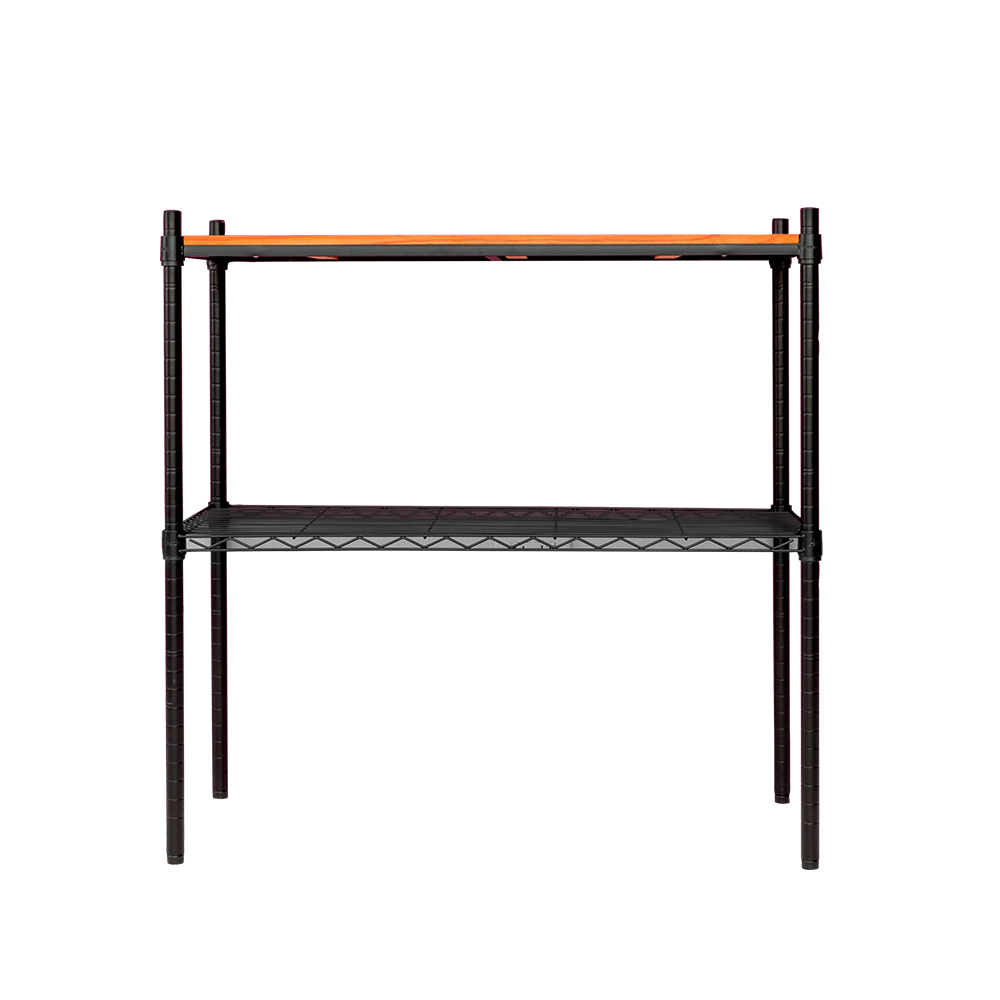 【Y HOUSE】90x45x75cm pine two-layer storage rack rack iron rack - black teak, , large