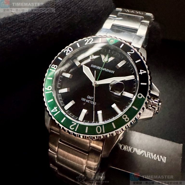 [星晴錶業]ARMANI手錶,42mm,AR00078黑色錶面銀錶殼銀色精鋼錶帶款, , large