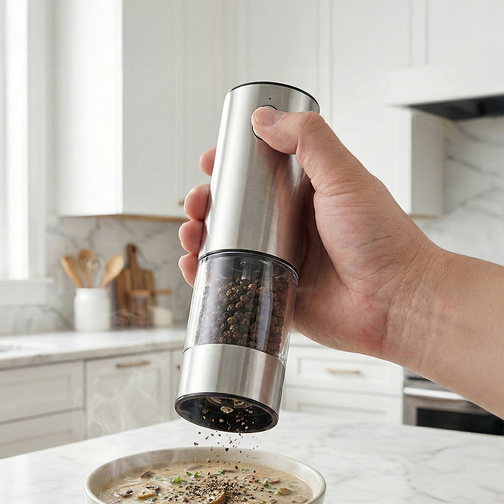 電動研磨器【大號(容量90g)】充電式 電動胡椒研磨罐 自動 不鏽鋼 香料研磨器 電動胡椒研磨器 研磨器 研磨罐 電動研磨罐, , large