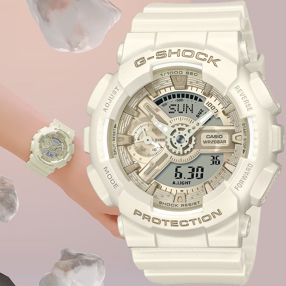CASIO 卡西歐 G-SHOCK 珠光系列 粉彩運動女錶 手錶 GMA-S110ST-7A, , large
