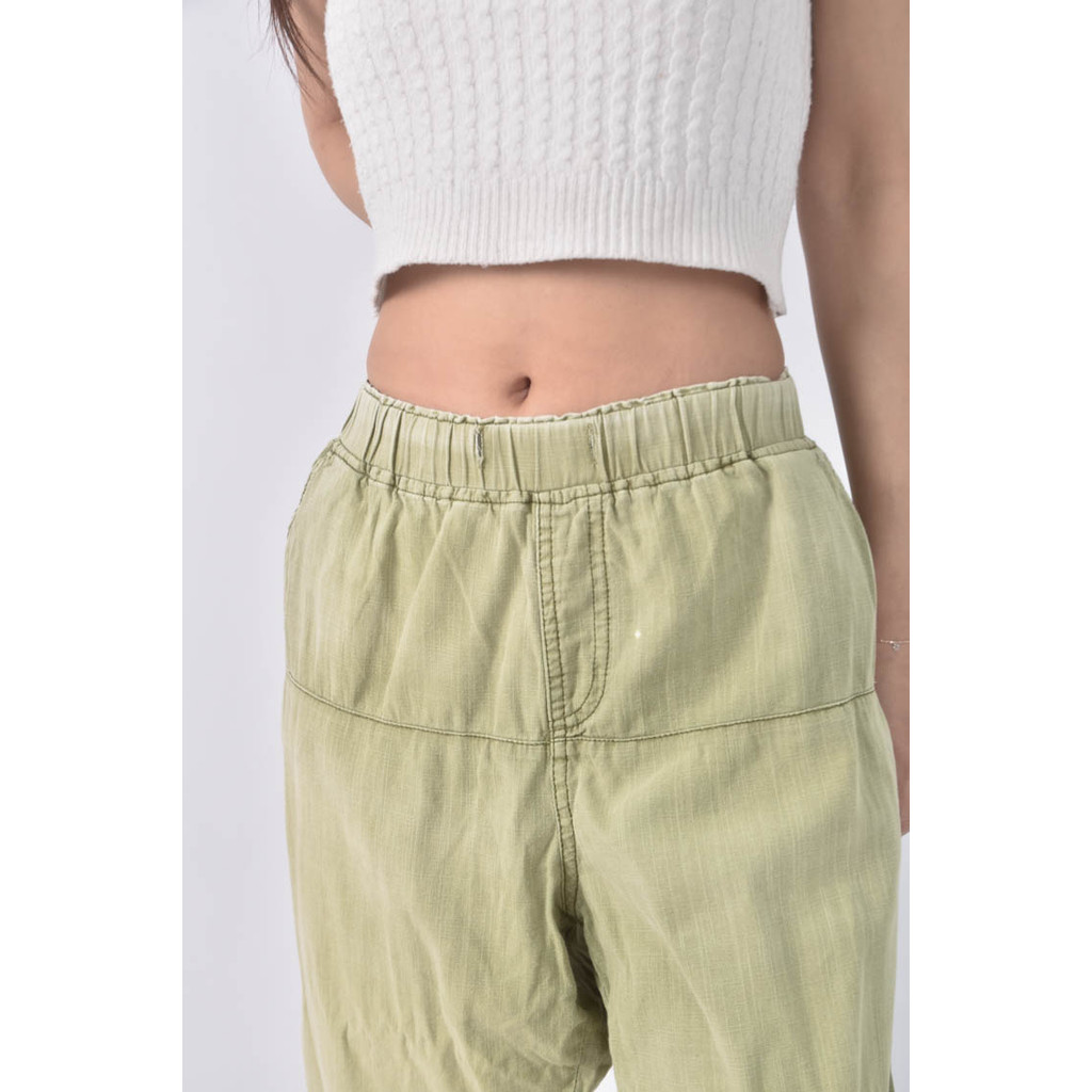 (4XL（含）以上) 高腰綠色長褲二手衣, , large