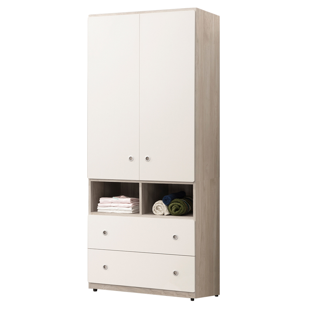 【唯熙傢俱】溫妮淺灰雙色2.7尺衣櫃, , large