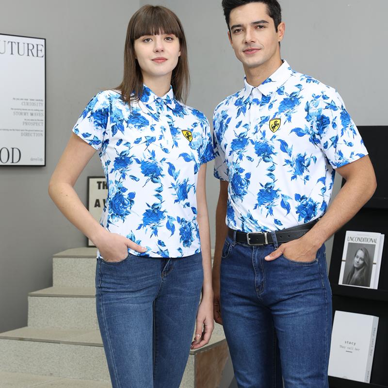 【FALALI】短袖冰感POLO衫-女(藍花), , large