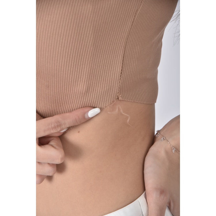 (S) 【安于晴Charlene私服】修身短版質感棕色短袖上衣二手衣, , large