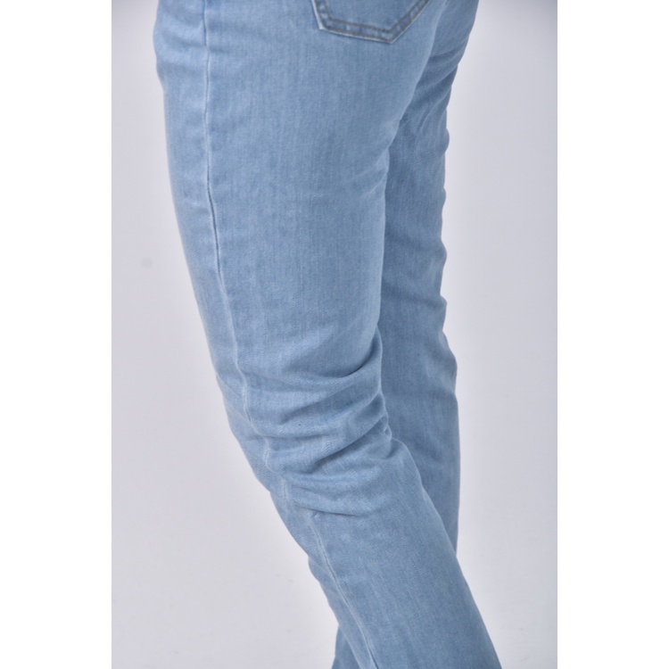 (M) meier q高腰丹寧牛仔質感棉質藍色長褲二手衣, , large