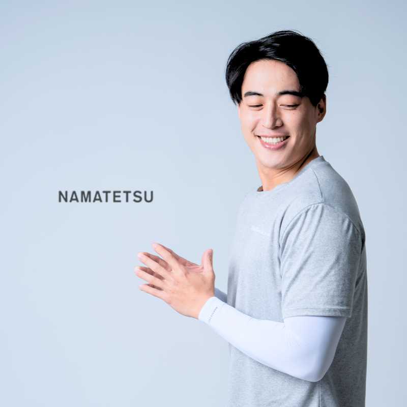 [標準桿] NAMATETSU 男女共版 冰絲涼感抗UV防曬袖套 - 簡約灰, , large