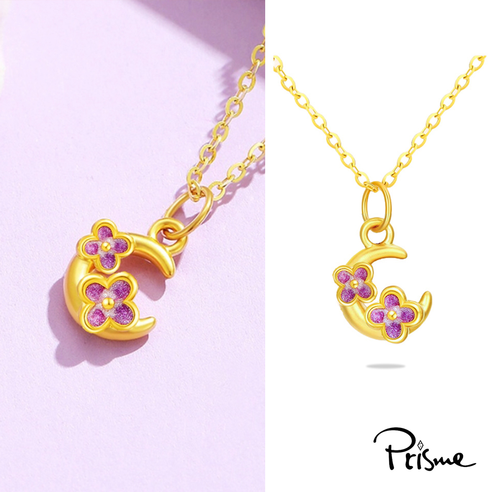 【Prisme Gold】黃金項鍊 桂花月亮 鍊墜項鍊 (金重：約0.08錢&plusmn;0.03), , large