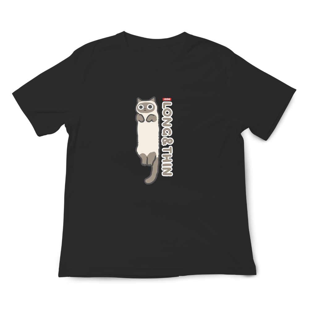 JZ TEE Siamese Cat-Long Thin Graphic Tee, , large