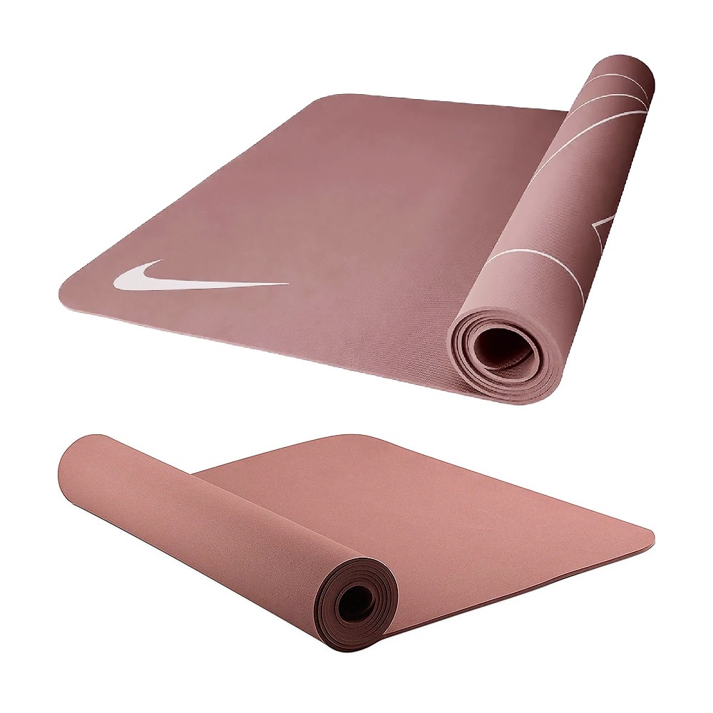NIKE YOGA MAT 雙面瑜珈墊 4MM 隔音墊 訓練墊 運動墊 雙面可用 輕巧 便攜 穩定 止滑 黑 藕紅 粉橘, , large