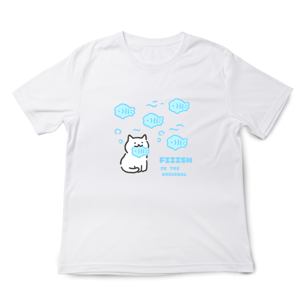 JZ TEE White Cat-Fish Eating Graphic Tee, , large