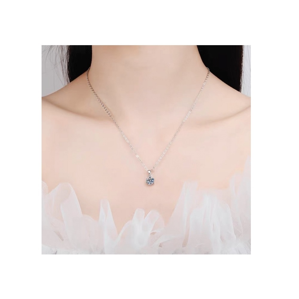 【A&R】莫桑鑽奢華鎖骨項鍊款1克拉附精美禮盒, , large