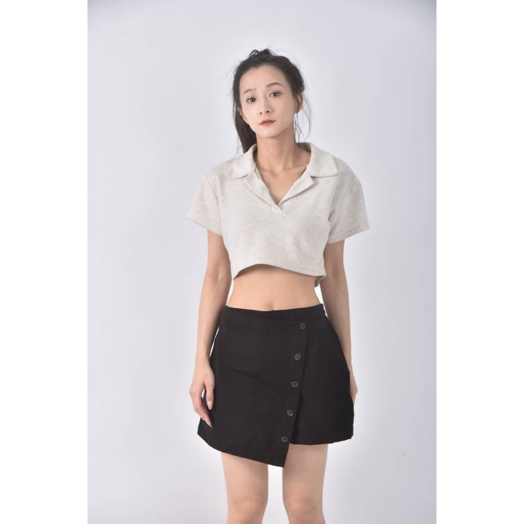 (M) dailo高腰排扣黑色短褲二手衣, , large