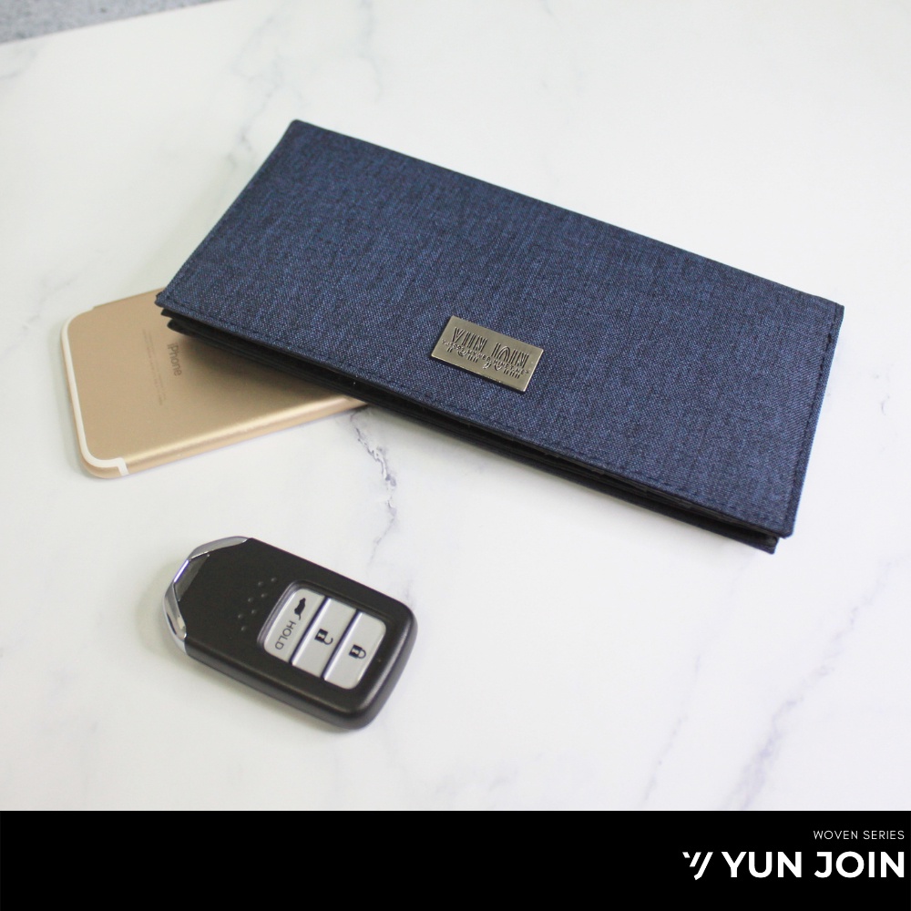 【YUN JOIN】 WOVEN 日系織面長夾-藍色 皮夾 錢包 尼龍夾 尼龍票夾 素面 防潑水 開學 禮物, , large