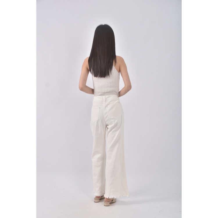 (XL) monospace丹寧牛仔質感棉質白色長褲二手衣, , large