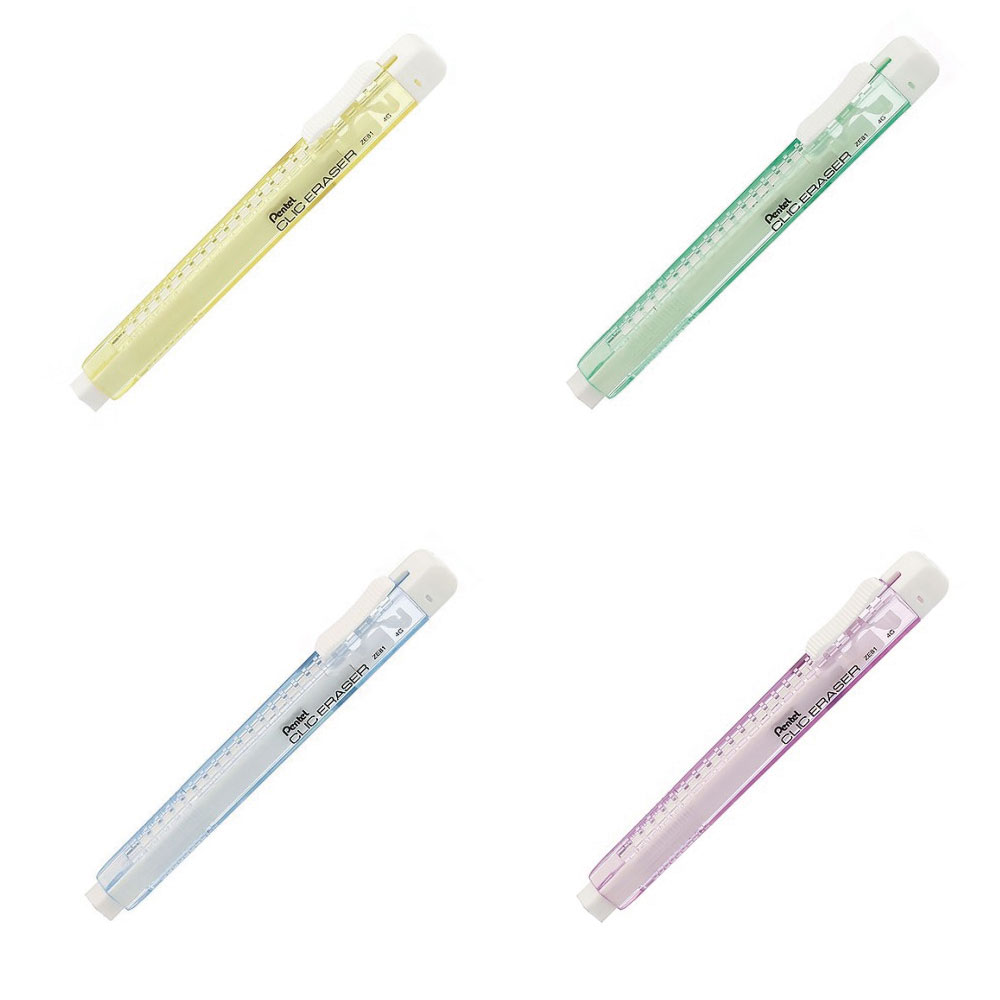 【Pentel 飛龍】晶透自動塑膠擦 5色 /支 ZE81 - 晶透黃