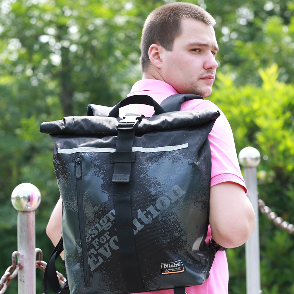 【Niche 樂奇】捲蓋式防水後背包 可收納15.6吋筆店包  N-5201, , large