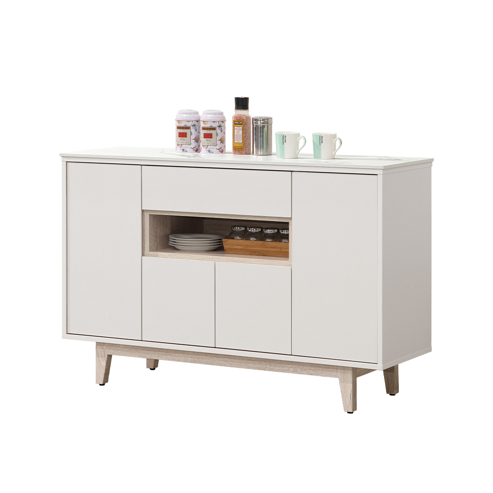 【唯熙傢俱】紀薇橡木雙色4尺岩板餐櫃