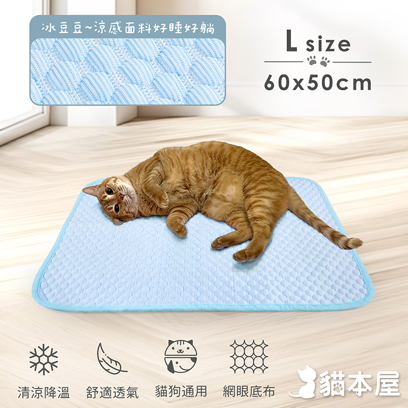 貓本屋 冰豆豆涼感寵物墊-L號-OO-P-SN06L-B-粉藍, , large
