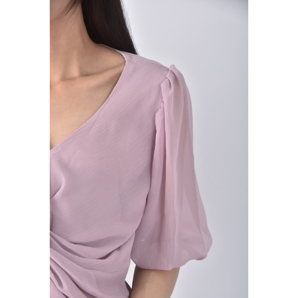 (M) lululalla韓牌質感V領粉色長袖上衣二手衣, , large