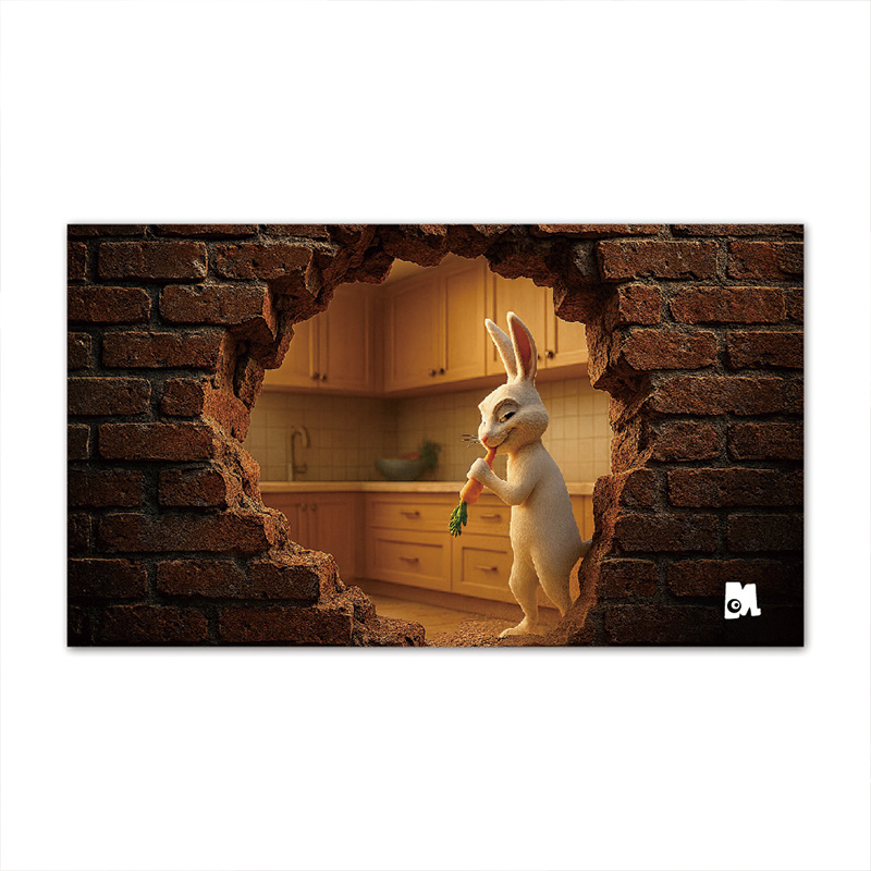 【Monster】 3D Scene Desk Mat (60x34cm) &ndash; Naughty Bunny, , large
