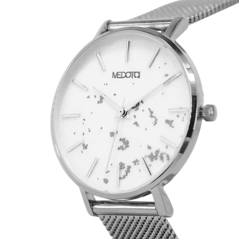 [MEDOTA] TWINKLE starry minimalist shell surface mesh band ladies watch-SIlver / TE-12503, , large