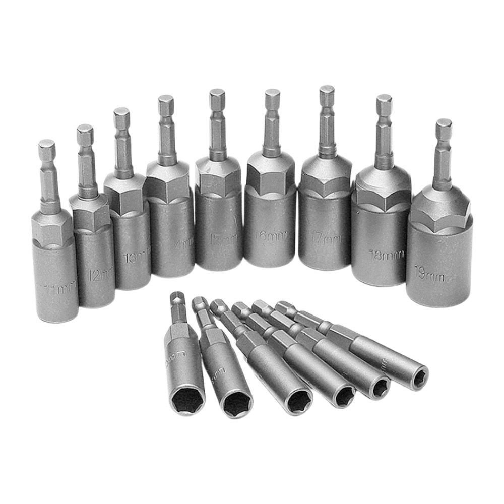 15pcs (plastic box) of hexagonal screwdriver socket heads for electric drills., , large