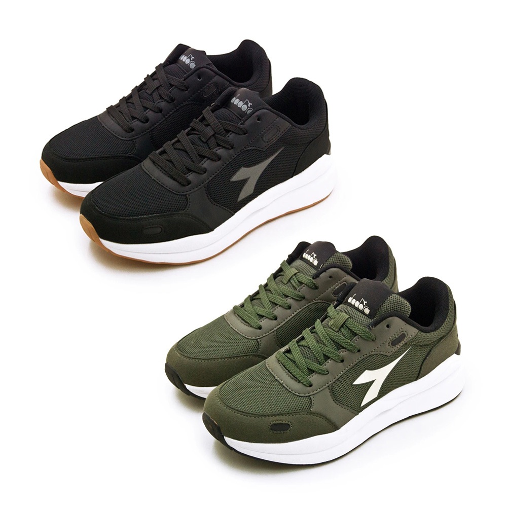 DIADORA迪亞多那 生活時尚運動鞋 男運動鞋 男鞋 慢跑鞋 寬楦 透氣 保護後跟 輕量 吸震 減壓 緩衝 黑灰 綠黑, , large