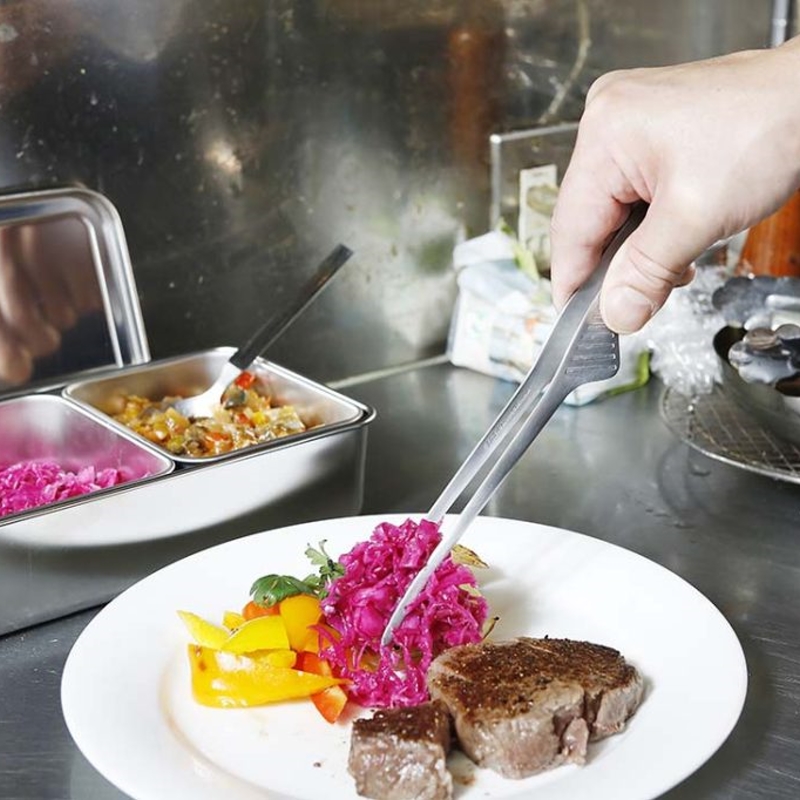 Made in Japan EBM Stand-Up BBQ Tongs 18-0 Stainless Steel Silver Non-Slip Grill Tongs BBQ Food Tongs Kitchen Cooking Tongs, , large