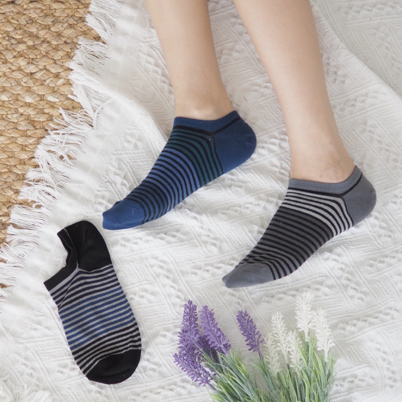 [Kaimei Cotton Industry] 10 pairs set, random and excellent, MIT made in Taiwan, pure cotton, oversized combed cotton right-angle socks, striped style, , large