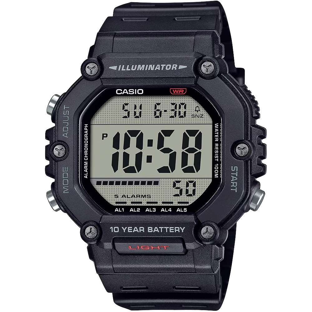 CASIO 卡西歐 大屏幕顯示 10年電力手錶-黑 AE-1600H-1AV, , large